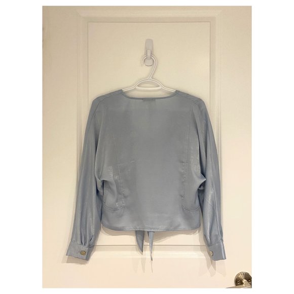 DYNAMITE Front-Tie Satin Blouse - Picture 4 of 5